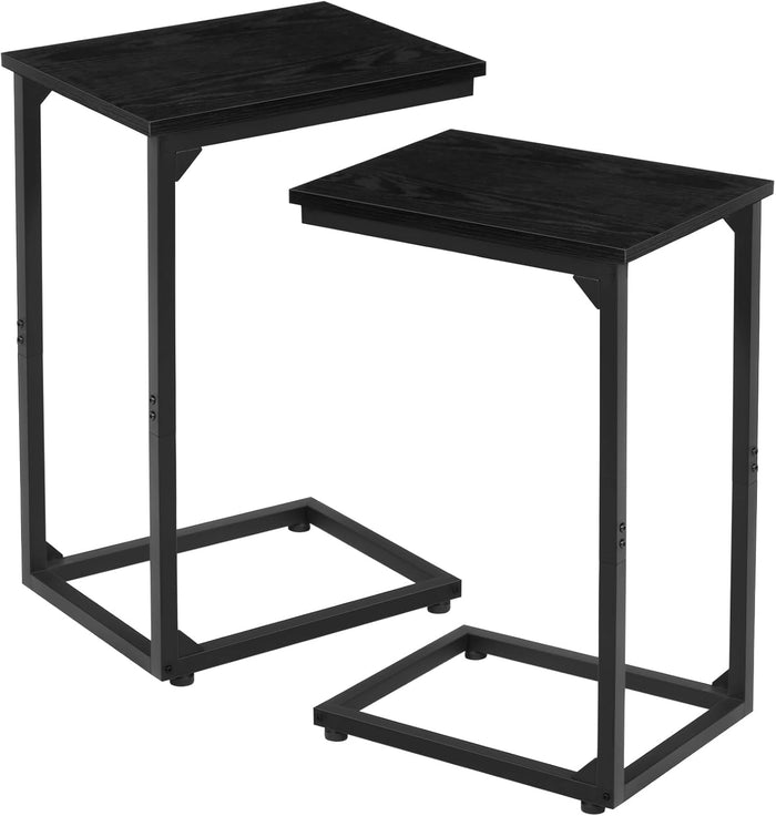 AMHANCIBLE C Shaped End Table Set of 2, Couch Side Table that Slide Under