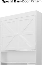 Over-The-Toilet Storage Cabinet with 2 Doors，Home Space-Saving Toilet Rack, Farmhouse Style for Bathroom, Restroom, Laundry