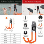 3-H Heavy Duty Garage Hooks [10 Pack] - 3-Round Welding Tech Holds 22lbs More - Thickened Steel Wall Mount for Ladders, Tools & Storage - Rustproof Utility Hardware