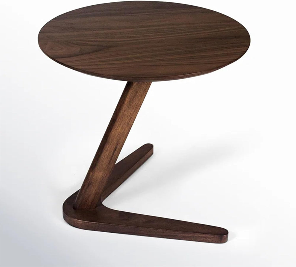 YUNMUAIR-C-Shaped Solid Wood End Table,Small Round Side Table for Couch,Space...