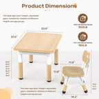HLPB Kids Table and 4 Chairs Set, Adjustable Height Graffiti Toddler Table | Non-Slip Legs, Children Multi-Activity Table for Ages 2-8, Max 300lbs, Classroom/Daycare/Home, 31.5''L x 23.6''W
