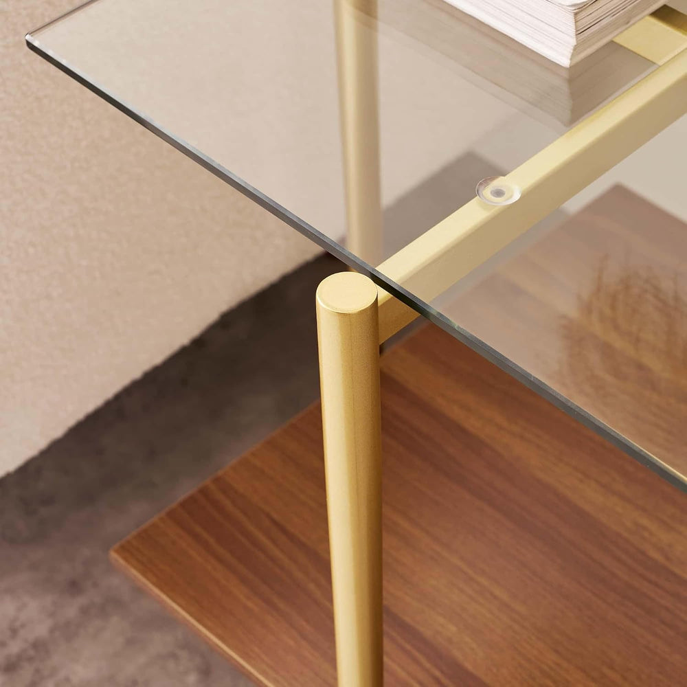 LumFurn Glass End Table, Mid-Century Modern Design Sofa Table, for Living Roo...