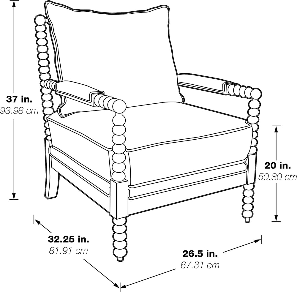 OSP Home Furnishings Kaylee Spindle Accent Chair with Antique White Wood Fram...
