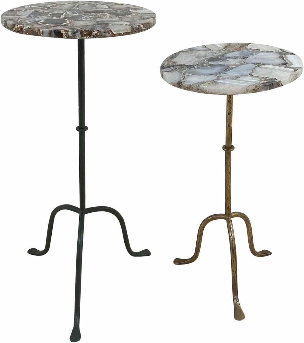 East at Main Agate Stone Cocktail and Martini Tables Set of 2 – Handcrafted A...