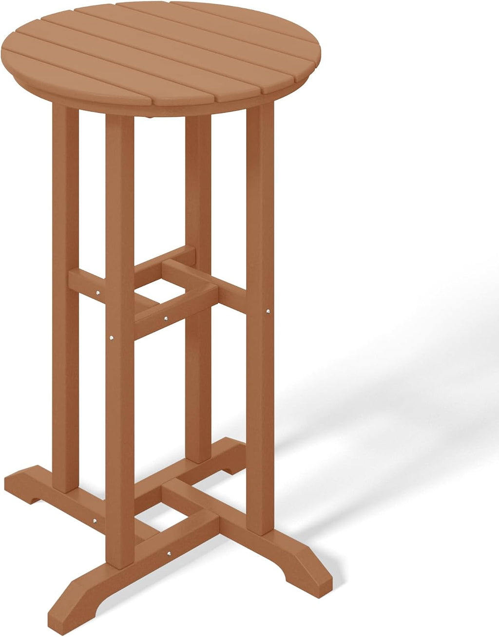 Costaelm Outdoor Bar Table, 37" Counter Height Round Patio Cocktail Bar Table, Patio Bar Table Bistro Dining Table Pub Table for Front Porch Deck, Backyard, Garden, Teak
