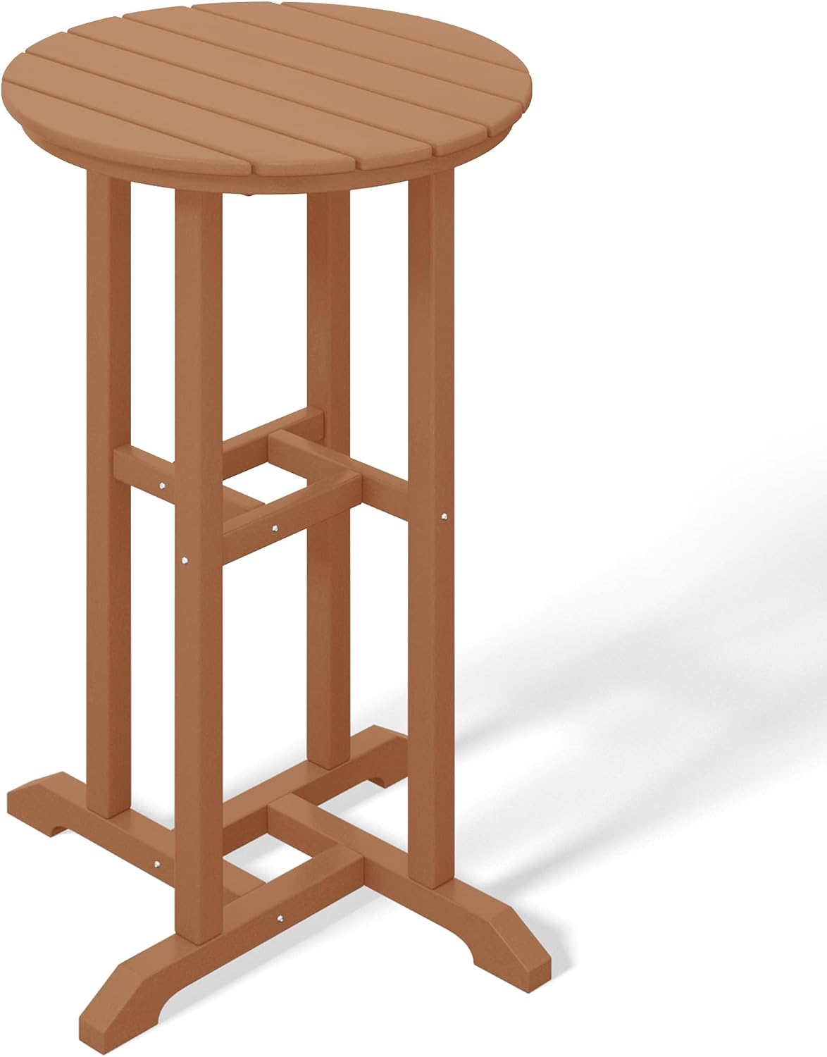 Costaelm Outdoor Bar Table, 37" Counter Height Round Patio Cocktail Bar Table, Patio Bar Table Bistro Dining Table Pub Table for Front Porch Deck, Backyard, Garden, Teak