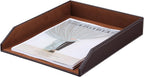 KINGFOM Letter Tray, PU Leather Paper Organizer Tray for Desk, Paper Organizer Storage Holder for Office Home or School A4 Size Brown