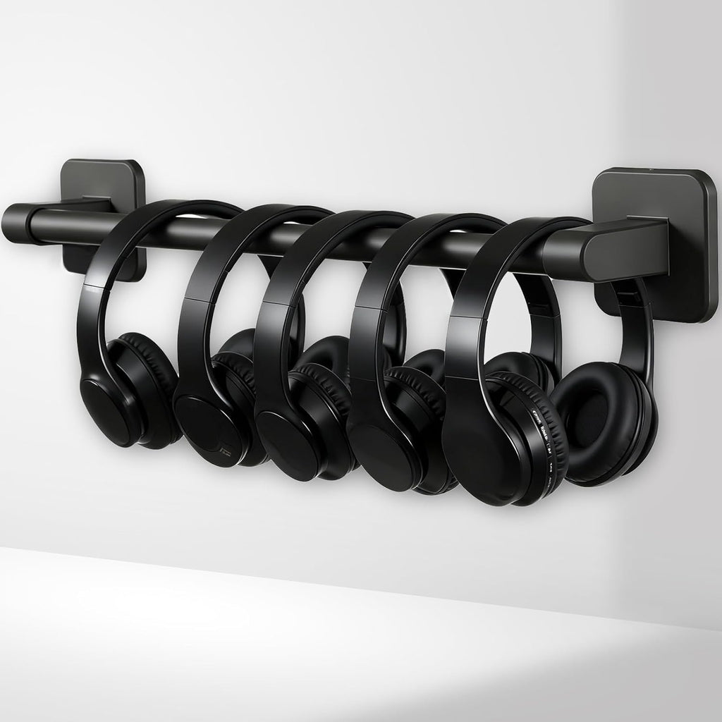 Classroom Wall Mounted Headphone Storage Rod, 2 Headphone Storage Rods with 4 Adhesive Hooks for Placing School Headphones