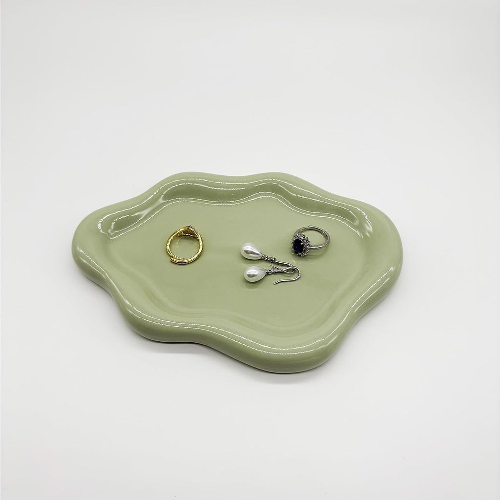 Small Trinket Dish Jewelry Tray for Women, Cute Ceramic Cloud Tray, Jewelry Ring Holder Dish for Keys, Candles, Perfume, Vanity Nightstand Decor Jewelry Plate Bowl, Friendship Birthday Gifts for Mom