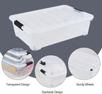 3-Pack 20 Quart Plastic Wheeled Latching Storage Boxes, Stackable Underbed Organizer Bins with Lid, Clear