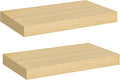 HOOBRO Floating Shelves for Wall, Wall Mounted Shelf Set of 2, 15.7" Hanging Shelf with Invisible Brackets, for Wall in Bathroom, Bedroom, Toilet, Kitchen, Living Room, Office, Natural NL40BJ01