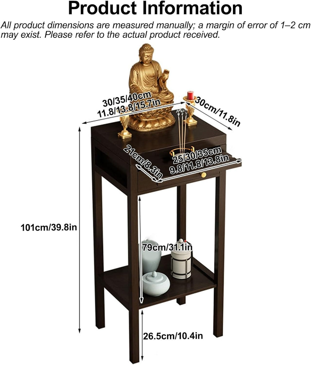 Wooden Meditation Altar Table, Design for Home Use, Tiered Display Shelves, C...