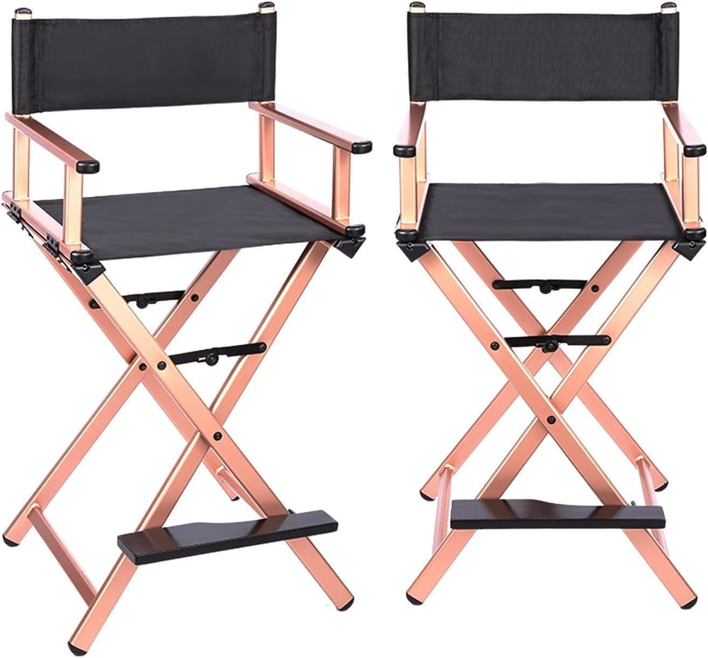 2Pcs Makeup Artist Chair, Tall Directors Foldable W/Aluminum Frame and Footre...