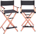 2Pcs Makeup Artist Chair, Tall Directors Foldable W/Aluminum Frame and Footrest, Makeupfor Makeup Artist,(Orange)