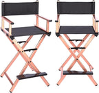 2Pcs Makeup Artist Chair, Tall Directors Foldable W/Aluminum Frame and Footrest, Makeupfor Makeup Artist,(Orange)
