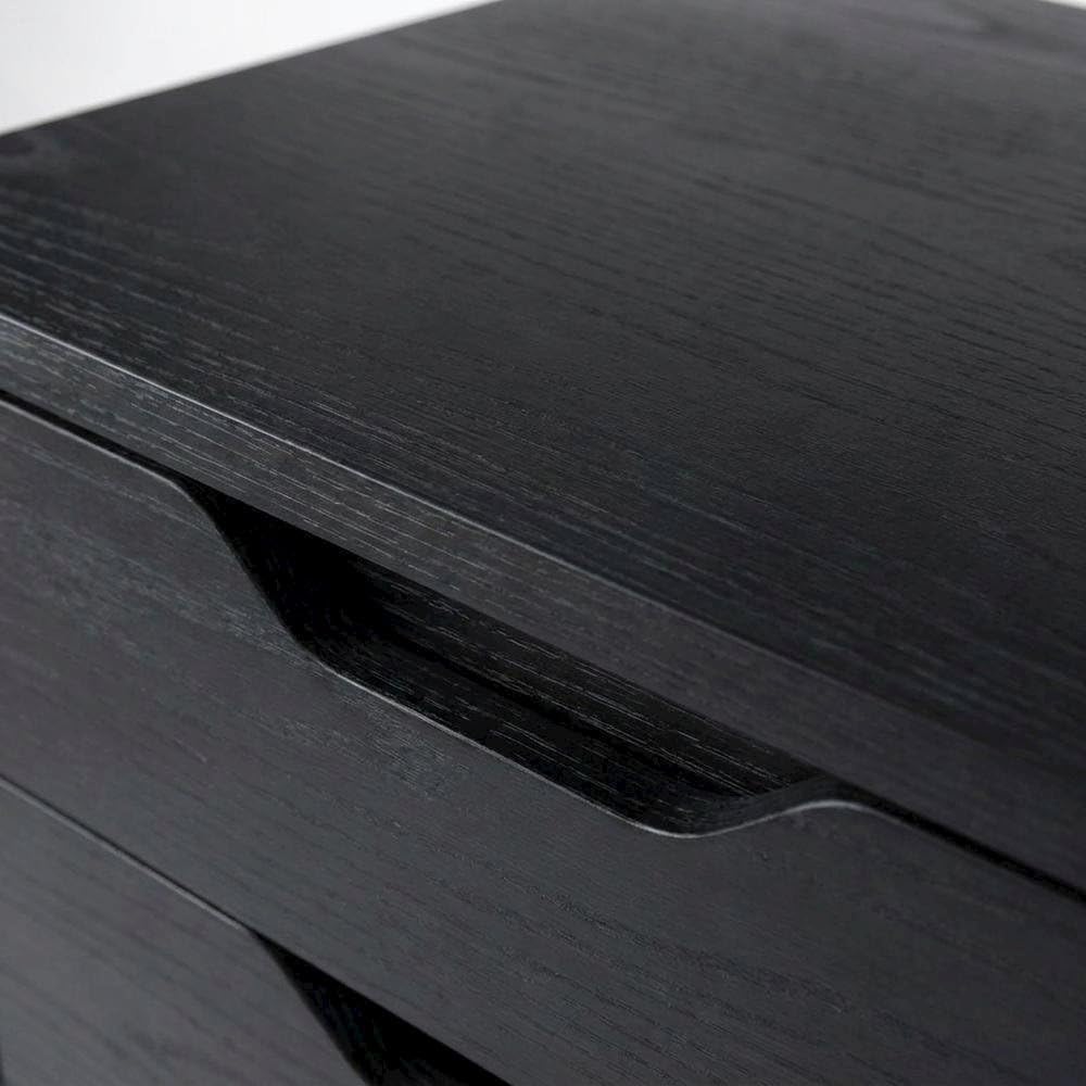 Furnifact Black Tall Mobile Storage Cabinet with Bins and Drawers, Rolling Or...
