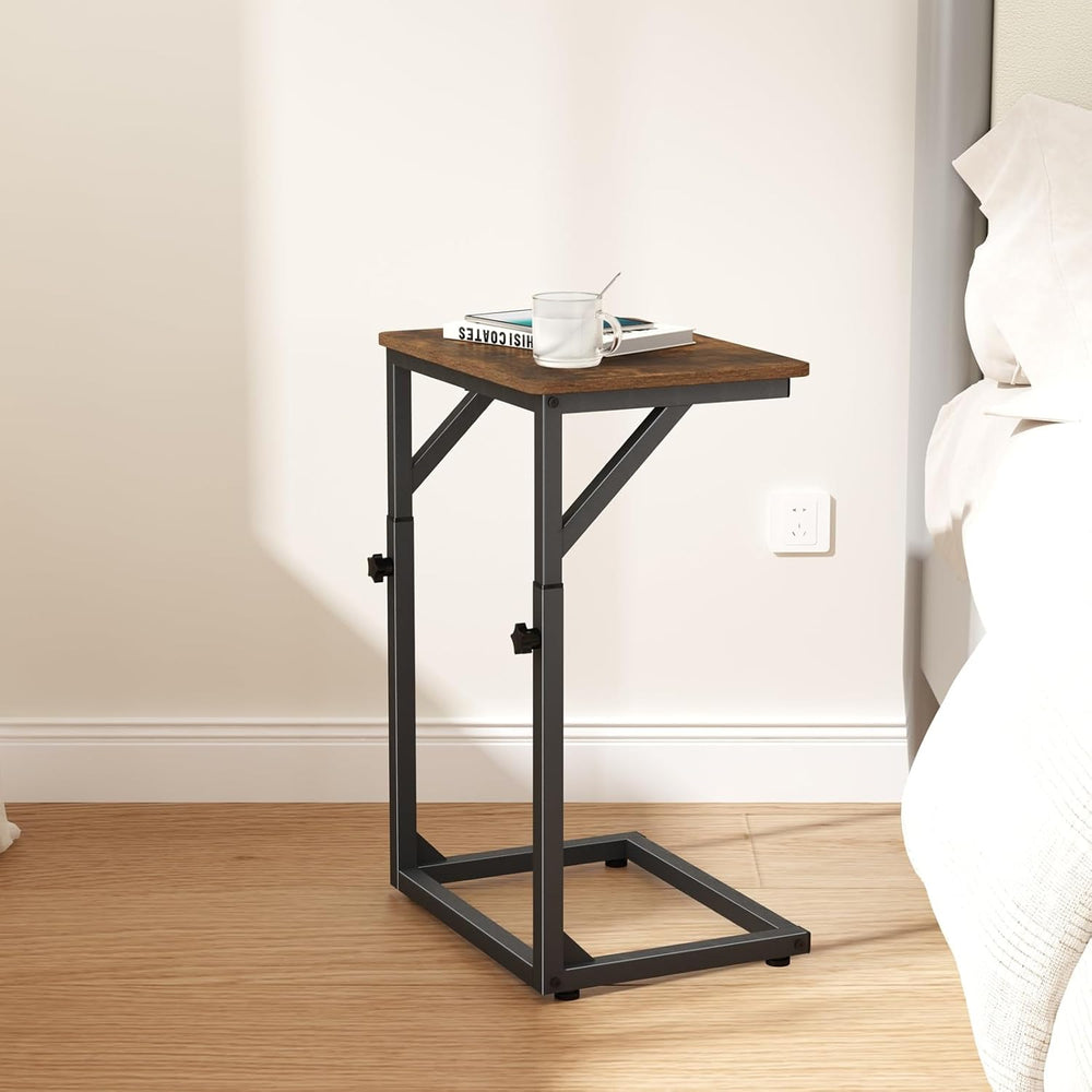 5-Level Adjustable C-Shaped End Table, Small Side Table for Couch, Sofa TV Tr...