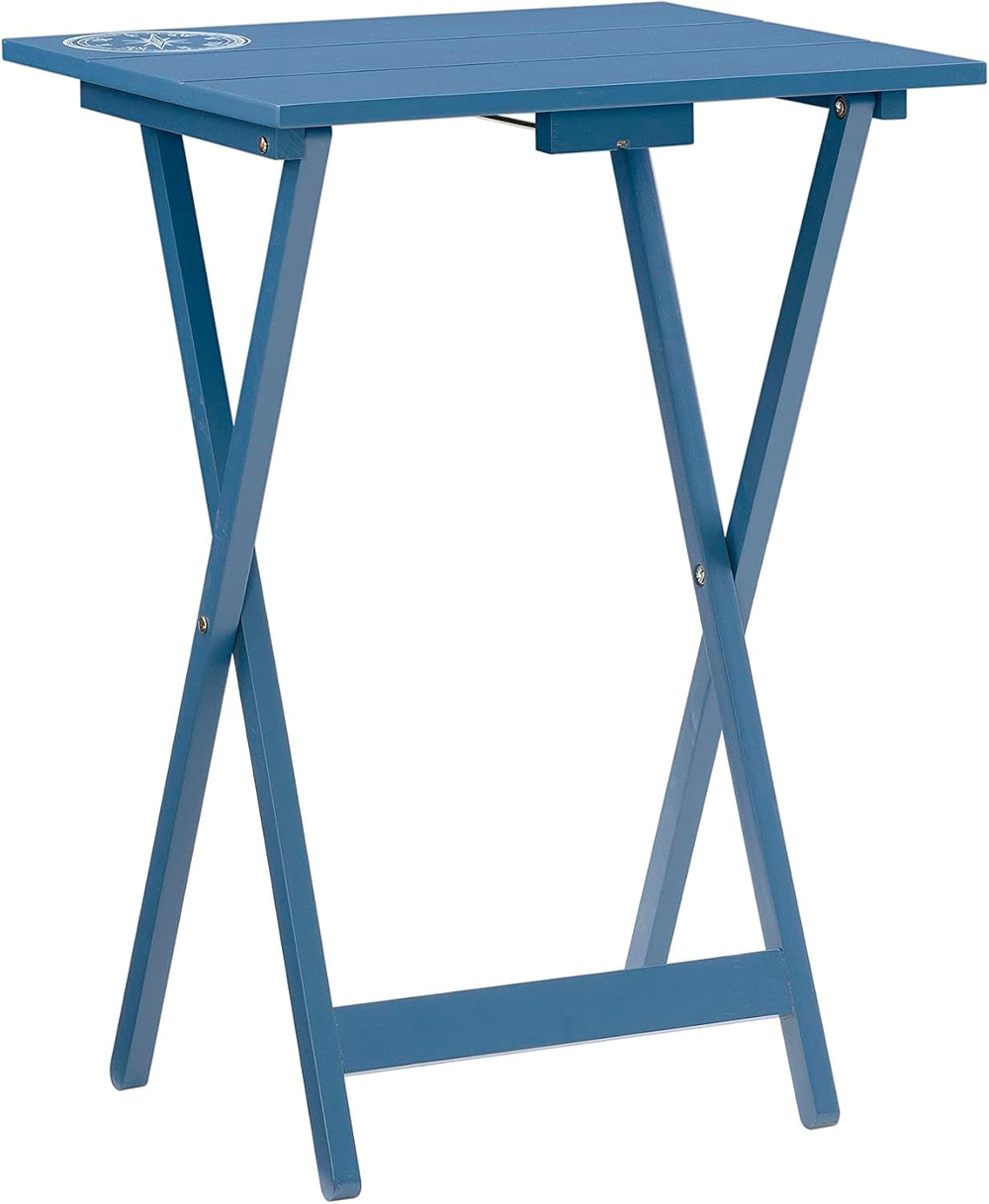 Linon SAMM Navy Trey Table Set with Compass Accent Includes Four Trey Tables ...