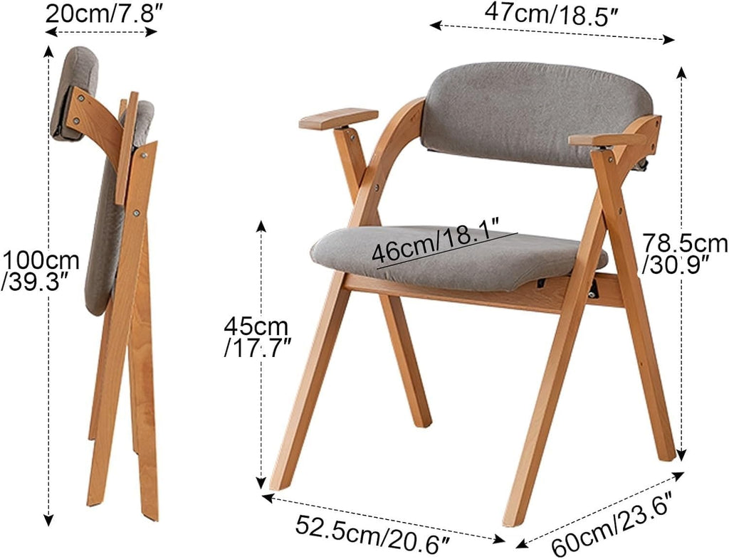 Foldable Chairs with Padded Seats and Solid Wood Frame for Dining Room, Living Meeting