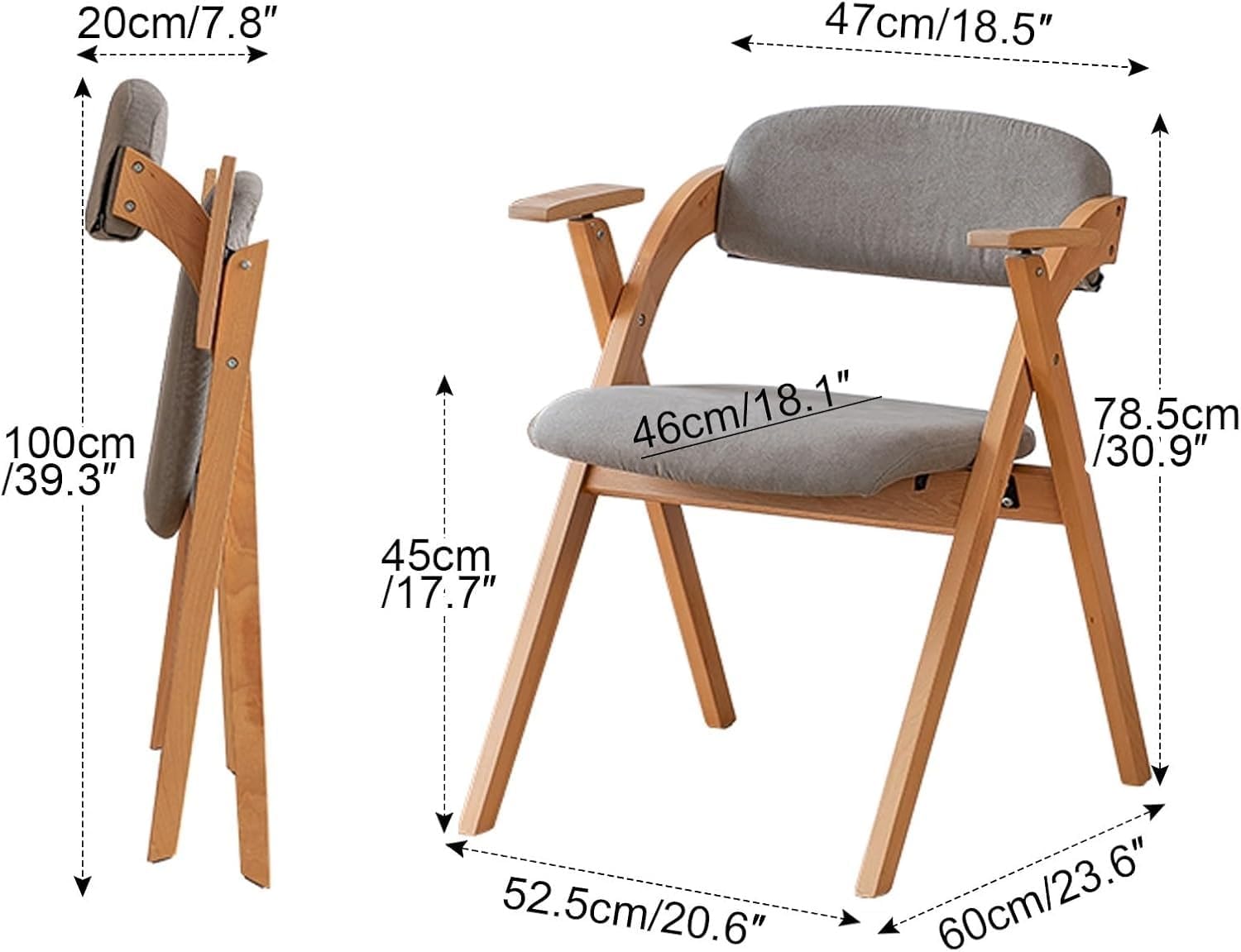 Foldable Chairs with Padded Seats and Solid Wood Frame for Dining Room, Living Meeting