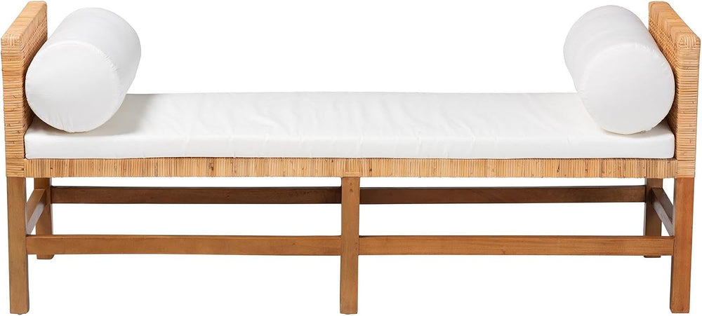 Bali & pari Vivan Natural Rattan Bench | Handwoven Wicker Accent Seating,...