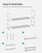 SONGMICS Shoe Rack, 2-Tier Shoe Organizer, Metal Storage Shelf, Upright or Upside Down, for 12-15 Pairs, Stackable, for Entryway, 11.8 x 36.2 x 13.4 Inches, Gray ULSA012G01