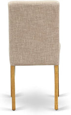 East West Furniture CAAB5-OAK-04 5 Piece Dining Table Set for 4 Includes a Rectangle Kitchen Table and 4 Light Tan Linen Fabric Parson Dining Chairs, 36x60 Inch, Oak
