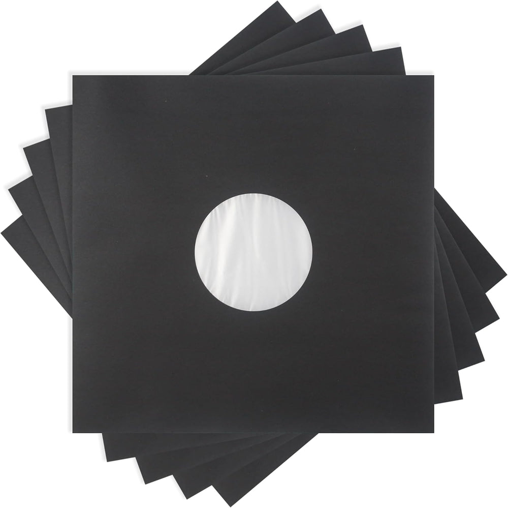 12" Premium Black Polylined Record Inner Sleeves - Archival Quality, Hea...