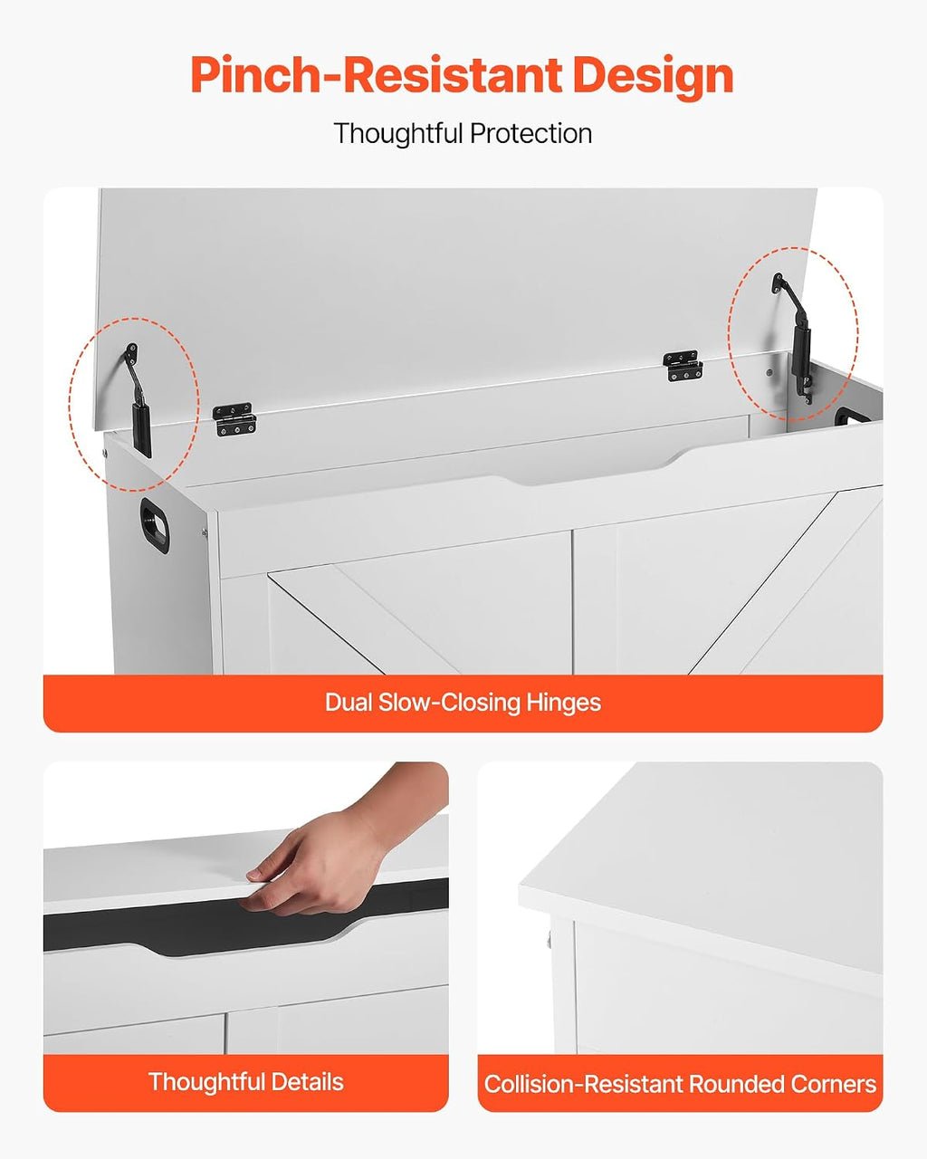 VEVOR Kids Storage Bench, Wooden Toy Box Chest, Large Storage Cabinet with Safety Hinge, Toddlers Storage Bench for Playroom, Living Room or Entryway, Easy Assembly, 38.98 x 15.55 x 18.9 in, White