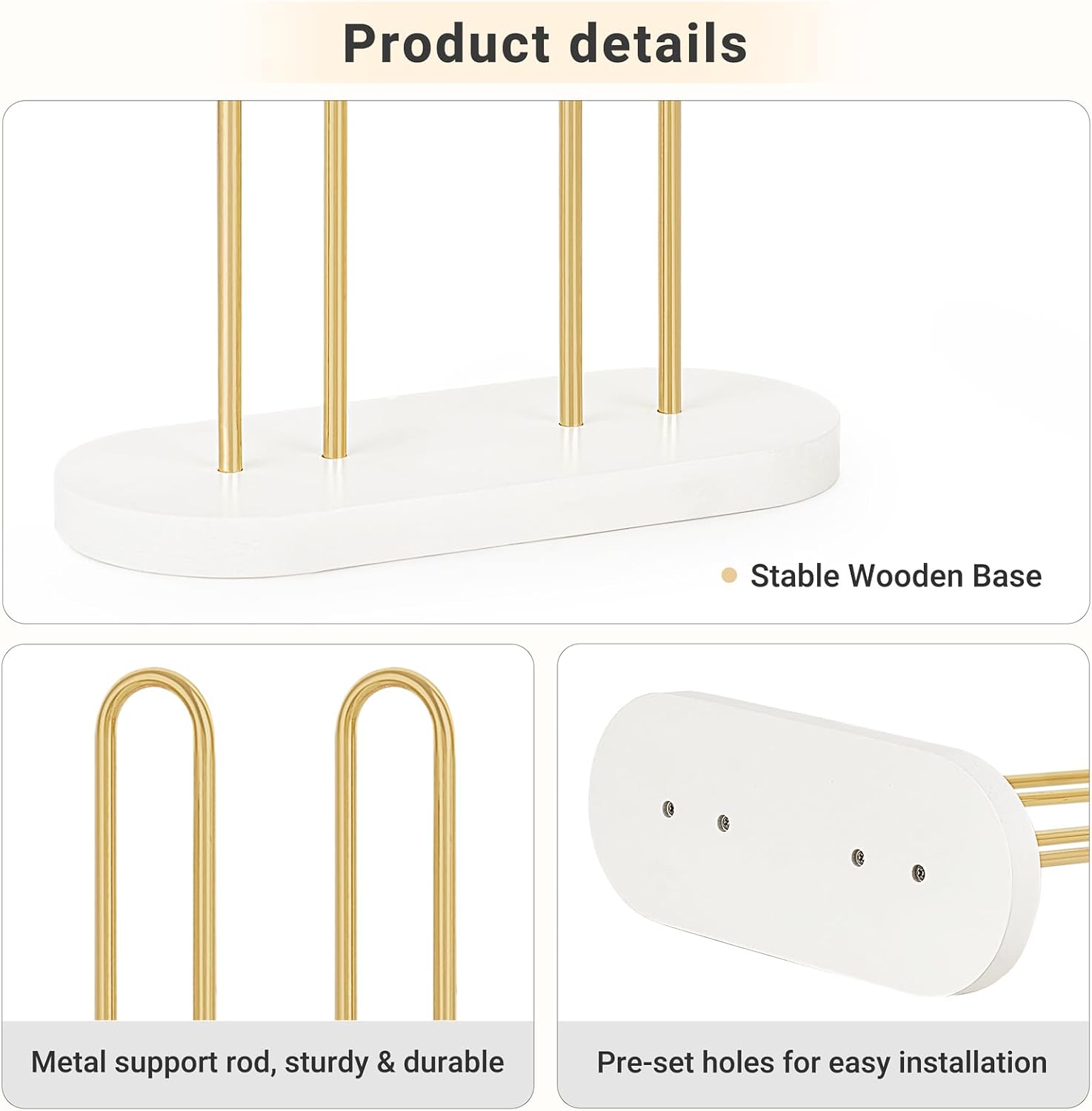 Dahey Scrunchie Holder Hair Tie Organizer Stand 2 Tier Metal Scrunchies Organizer Modern Hair Accessories Organizer Storage Display 50-70 Scrunchies Jewelry Scrunchy Holder for Girls, Gold