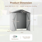8X6 FT Outdoor Storage Shed, Metal Garden Shed - Tool Storage Sheds with Lockable Doors, Waterproof Outside Storage Building for Backyard, Patio (White; Floor Not Included)