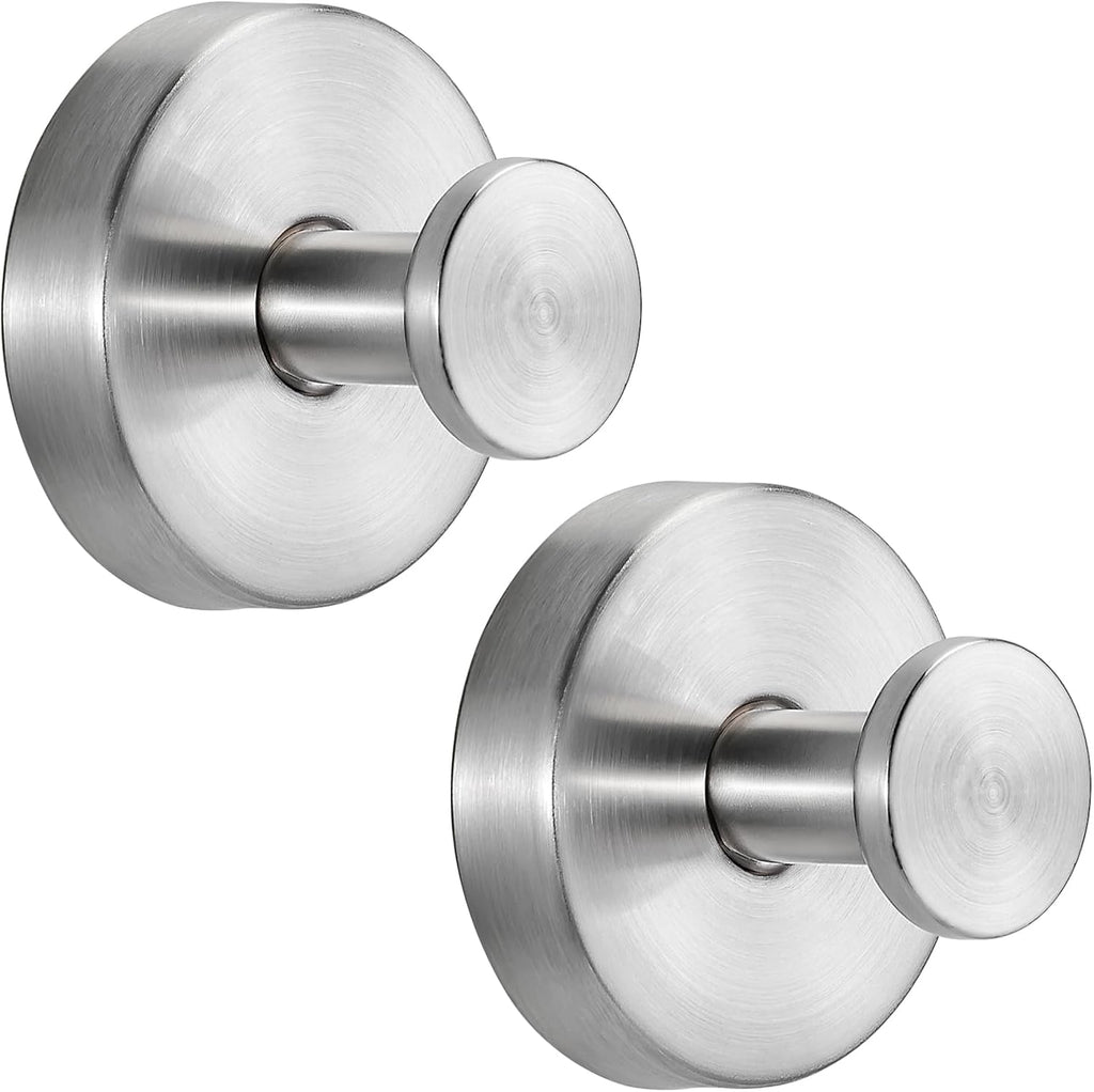 Suction Cup Hooks for Shower No-Drill Bathroom Hooks for Towels, Robes, Loofah Mountable on Bathroom Walls, Kitchen, Glass, Mirrors, Tile and Smooth,Non-Porous Surfaces (2, Brushed Nickel)