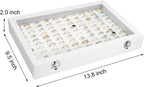Velvet Ring Display Tray Organizer Box with Transparent Lid, 100 Slot Ring Holder Showcase For Store Display Jewelry Show Home, Ring Organizer For Rings Earrings (Ivory)
