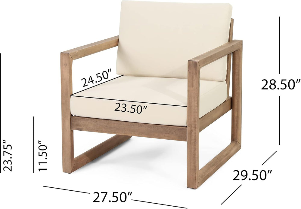 Acacia Wood Patio Club Chair Set of 2 with Water-Resistant Cushions, Outdoor ...