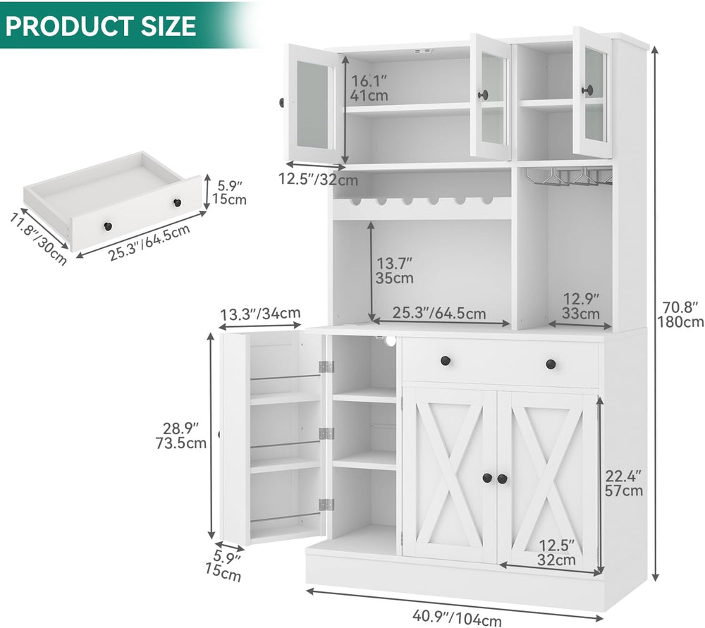 YITAHOME 71''H Kitchen Pantry Cabinet, Tall Cabinet with Drawer, Door...