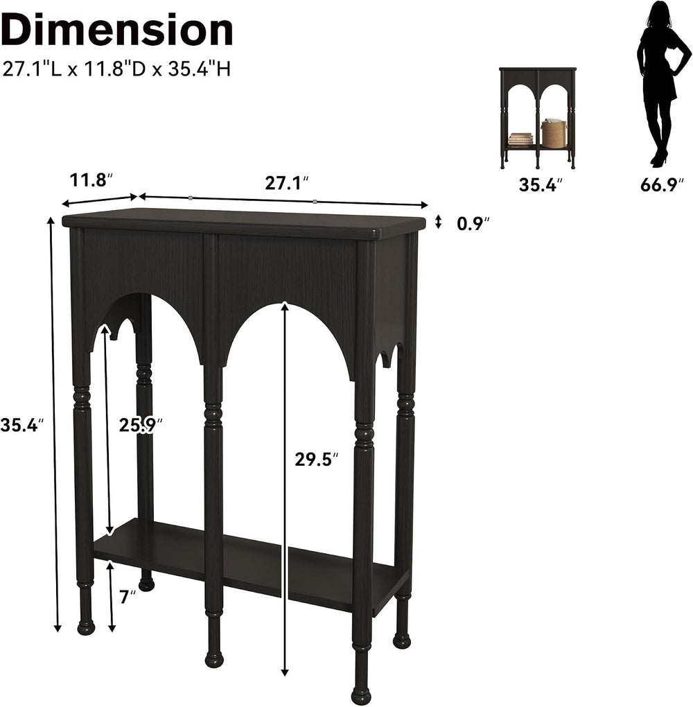 Console Table with Storage Shelf, 28" Small Narrow Entryway Table | Vint...