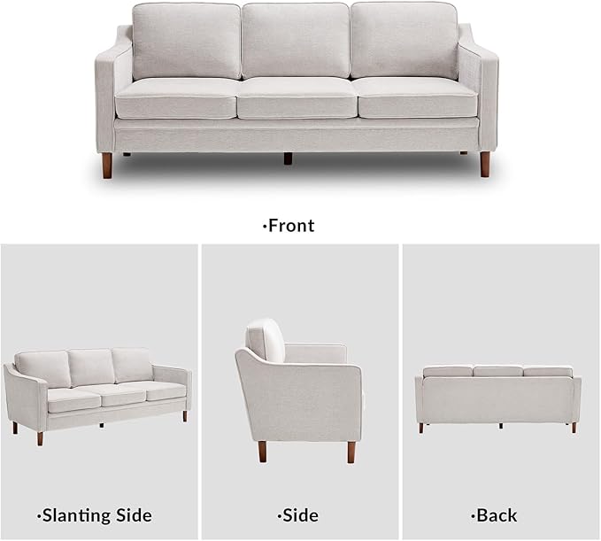 Kingfun Living Room Furniture Sets, 3 Seater Couch and Loveseat, Mid Century Modern Sofa Set, Chenille Couch with Solid Wood Frame for Living Room & Bedroom, Silver Gray