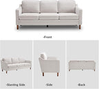 Kingfun Living Room Furniture Sets, 3 Seater Couch, Armchair and Loveseat, Mid Century Modern Sofa Set, Chenille Couch with Solid Wood Frame for Living Room & Bedroom, Silver Gray