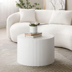 WILLIAMSPACE Black Round Nesting Coffee Table Set of 2, Modern Wooden Center Tables Accent End Tea Table for Living Room Apartment, No Need Assembly (White-Round)