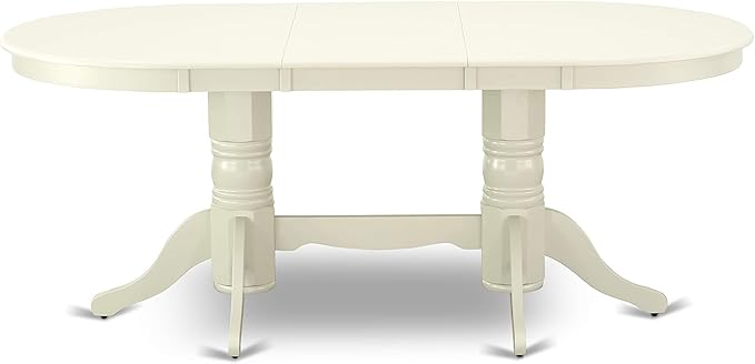East West Furniture VAKE9-LWH-W 9 Piece Dining Set Includes an Oval Dining Table with Butterfly Leaf and 8 Kitchen Chairs, 40x76 Inch, Linen White