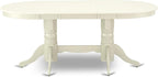 East West Furniture VAVA7-LWH-C 7 Piece Modern Dining Table Set Consist of an Oval Wooden Table with Butterfly Leaf and 6 Linen Fabric Upholstered Dining Chairs, 40x76 Inch, Linen White