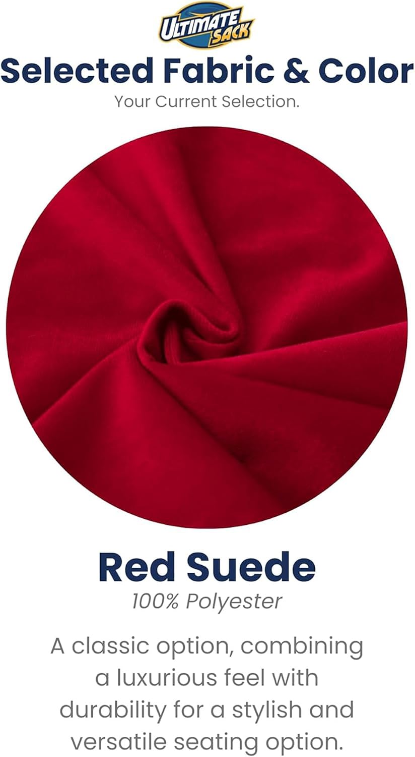 Ultimate Sack 6000 6-Foot Bean Bag Chair, Red Suede Cover – Oversized Foam Lo...