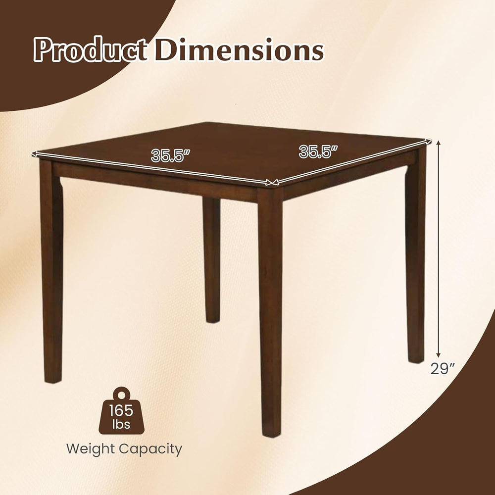 Giantex Dining Table for 4, 35.5" Square Kitchen Table with Solid Rubber...