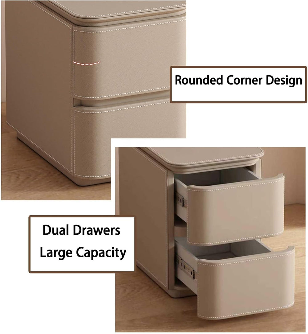 Small Nightstand Leather Finish, Narrow Modern Bedside Table, Night Stand end...