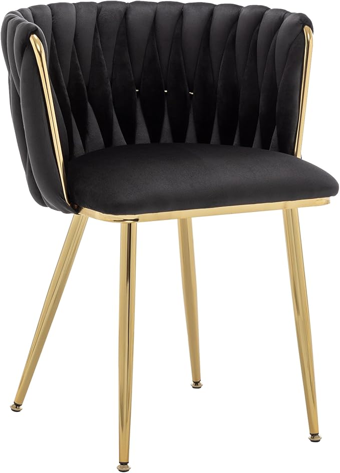 Kiztir Black Velvet Dining Chairs Set of 4, Upholstered Dining Room Chairs wi...