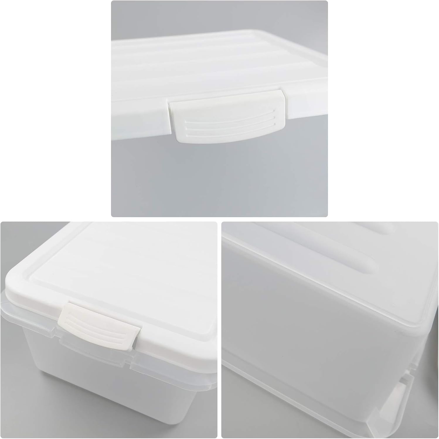 14 Quart Clear Storage Box, Underbed Plastic Latch Box with White Lids, 2-Pack