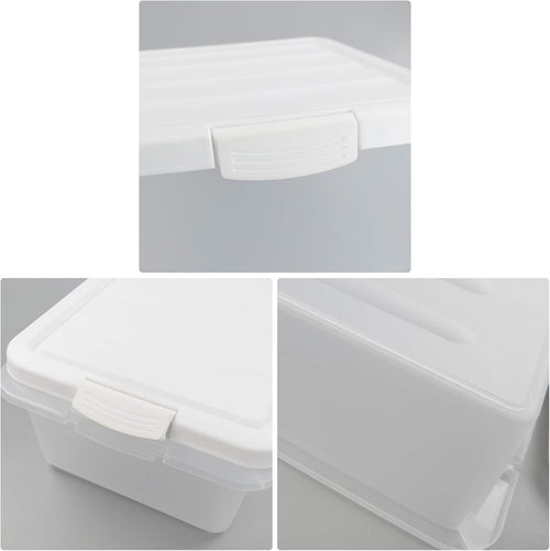 14 Quart Clear Storage Box, Underbed Plastic Latch Box with White Lids, 2-Pack