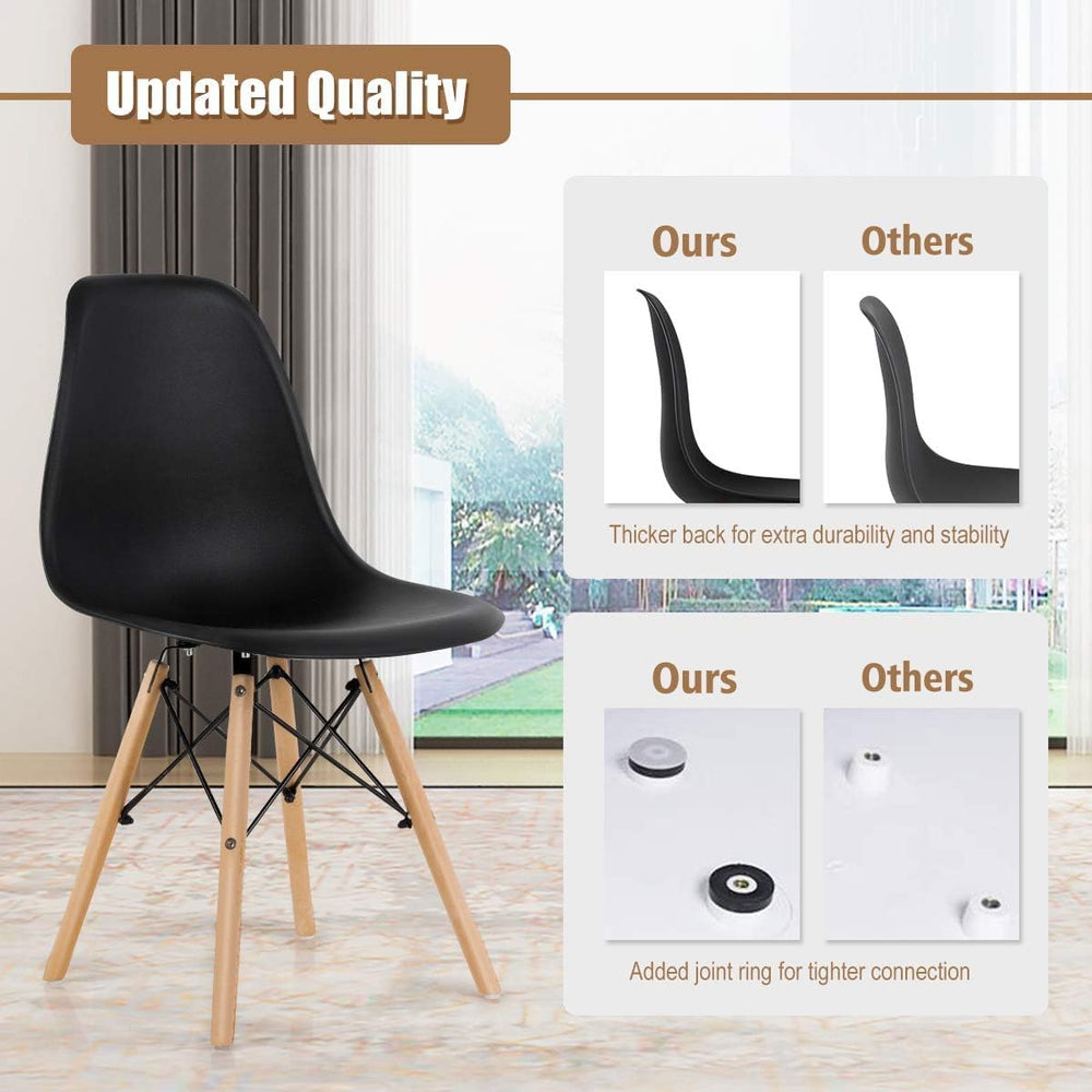 GOFLAME DSW Dining Chairs Set of 4, Shell Plastic Chairs with Wooden Legs, Mo...