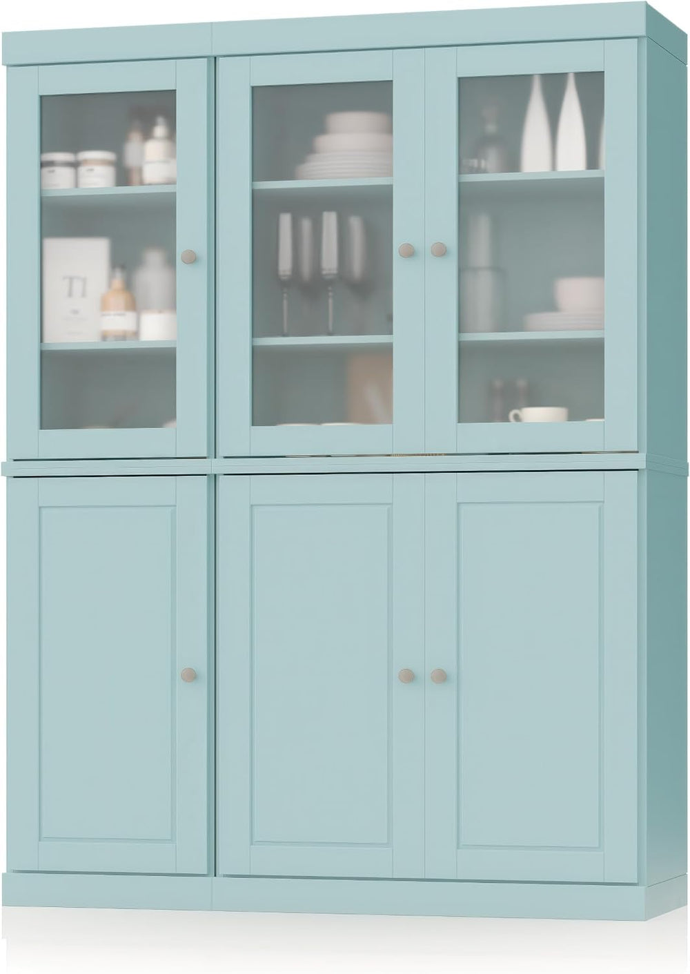 Palace Imports 100% Solid Wood 48.5"" Pantry China Cabinet with Rai...
