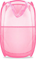 Collapsible Pop Up Laundry Hamper, Extra Large Mesh Foldable Laundry Basket, 28" x 16" x 16"(Pink)
